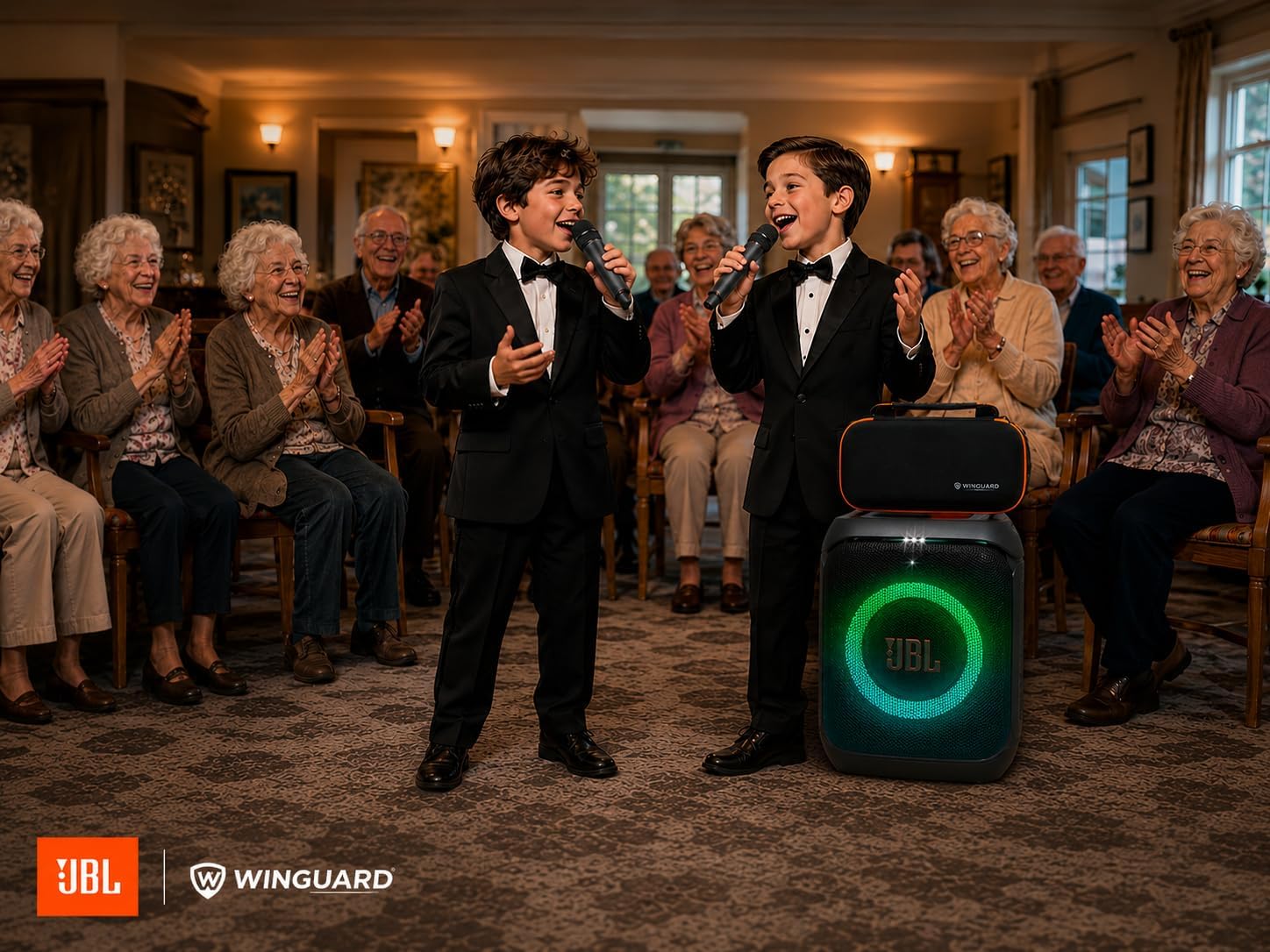 JBL PartyBox Wireless Mic - 2X Digital Wireless Microphones, Rechargeable Battery, Compatible with All PartyBox Speakers (Black) Including Winguard Protective Travel Case