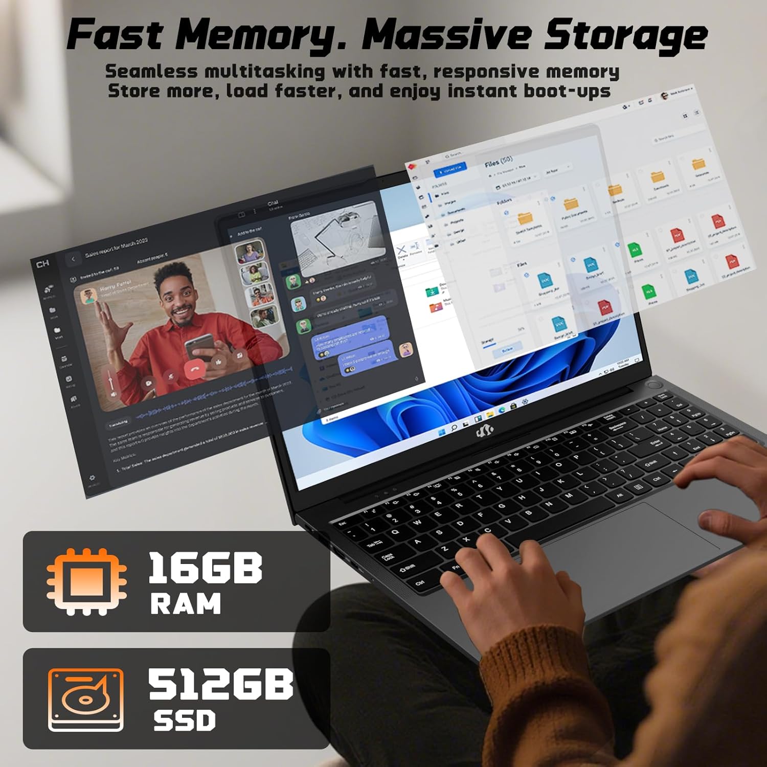 17.3" FHD IPS Student-Laptop-Computer - 16GB RAM 512GB SSD Intel Pentium N100(Beat to i3-1115G4, 4 Cores Up to 3.4GHz), 65W Type-C, 2 Years Warranty, Fingerprint, Backlit Keyboard, Wi-Fi 6, BT5.2