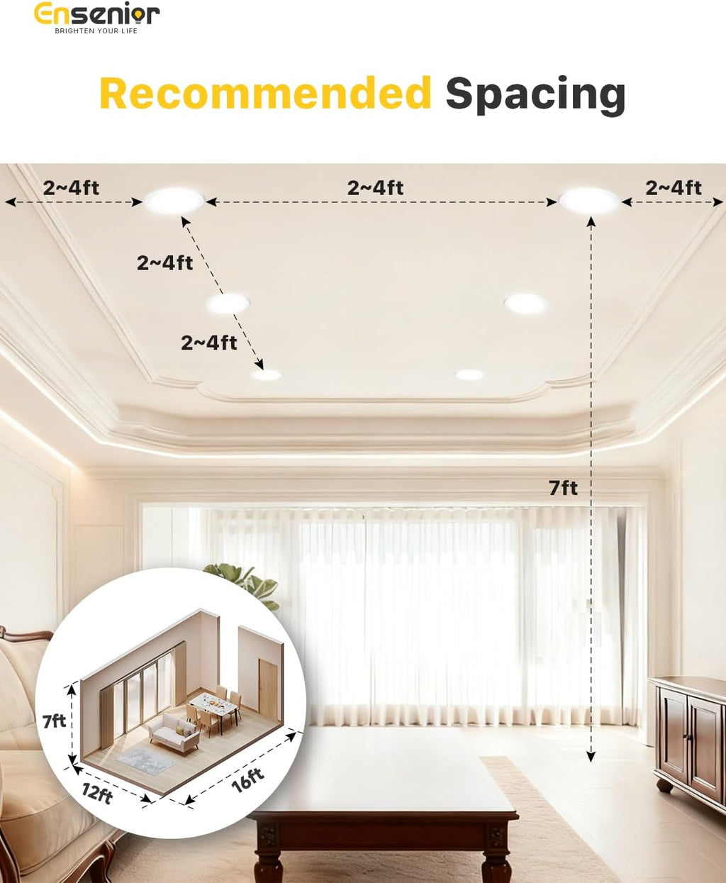 Ensenior 24 Pack 4 Inch LED Recessed Ceiling Light, Dimmable, 2700K-5000K 5CCT, 750LM 9W 120V, High Brightness Canless Wafer Downlight - ETL&FCC&IC
