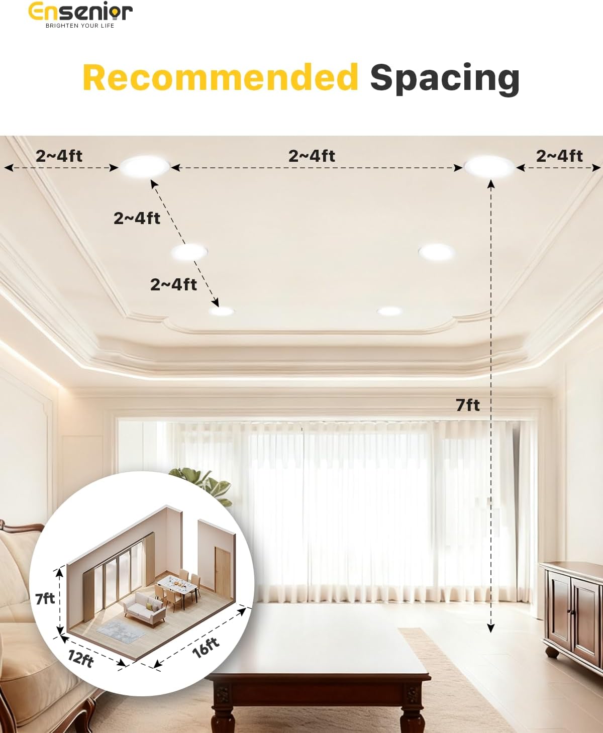 Ensenior 24 Pack 4 Inch LED Recessed Ceiling Light, Dimmable, 2700K-5000K 5CCT, 750LM 9W 120V, High Brightness Canless Wafer Downlight - ETL&FCC&IC