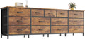Huuger 70 Inch Dresser for Bedroom, TV Stand for 65, 75, 80 Inch TV, 13 Fabric Drawer Long Dresser, Large Entertainment Center for Bedroom, Wide Chest of Drawer with Storage, Rustic Brown