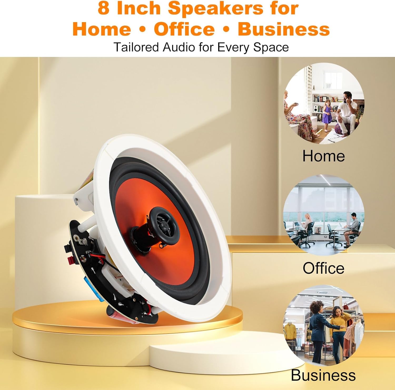 STUDIOFINIX 8 Inch Bluetooth Ceiling Speakers with 4-Channel Amplifier, 800W Max Power, 4 Speakers - Crisp Clear Sound for Living Room, Office, Kitchen, Basement, Covered Patio
