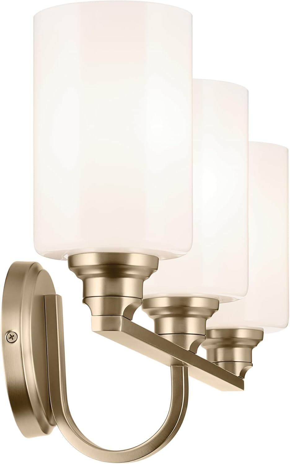 Kichler Gioe 24.25" 3-Light Bathroom Vanity Light Fixture with Opal Glass in Champagne Bronze, Damp Rated for Bathroom, Powder Room, Over Mirror (24.25" W x 10.5" H), 55226CPZ