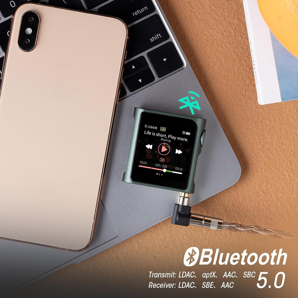 SHANLING M0 Pro MP3 Player with Bluetooth .Hi-Res Portable Music Player .Digital Audio Player 1.54” HD Touch Screen up to 10 Hour Battery Bluetooth and USB Type-C dongle 3.5mm Jacks