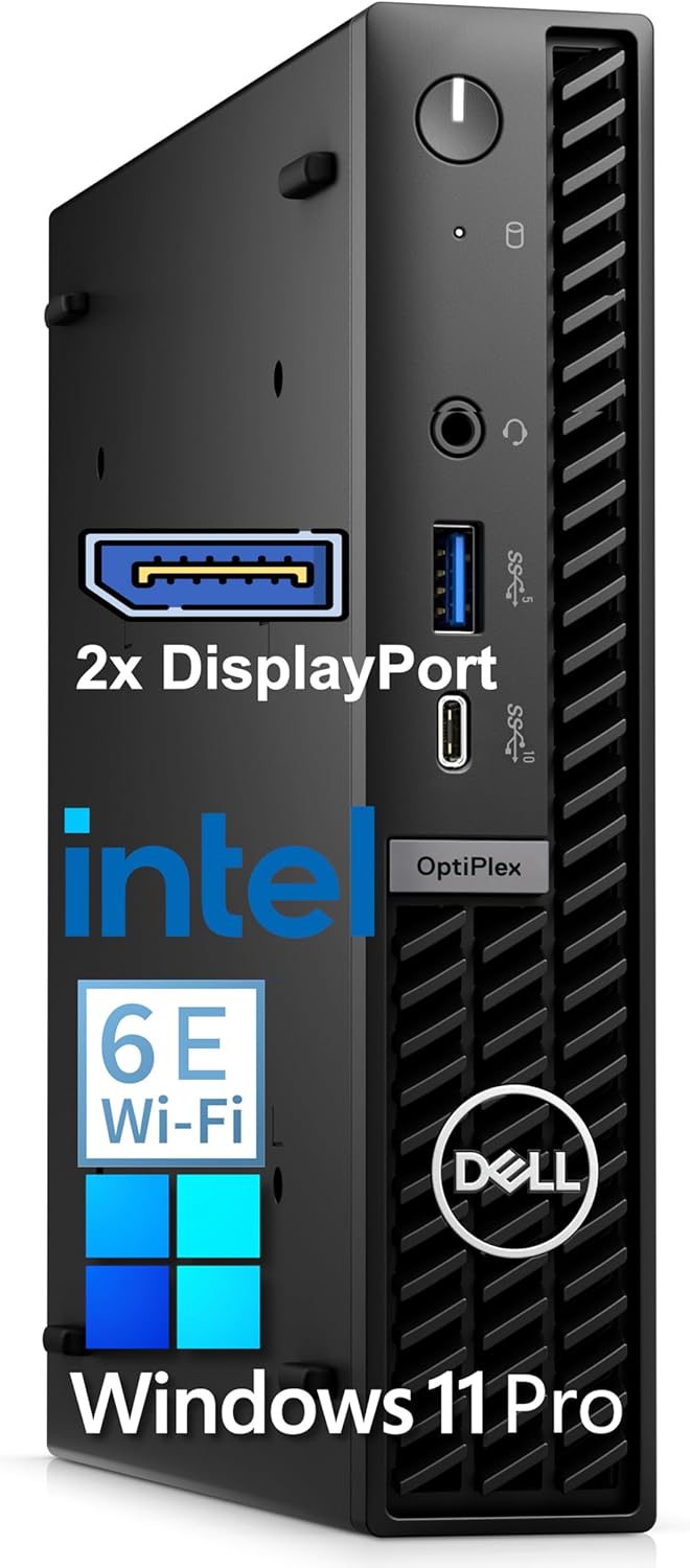 Dell 2026 OptiPlex 7010 Compact Mini Desktop Computer for Office & Home, Lifetime Office 365, Copilot AI, 8GB DDR5 RAM, 256GB PCIe SSD, WiFi 6E, Triple 4K Display, Windows 11 Pro