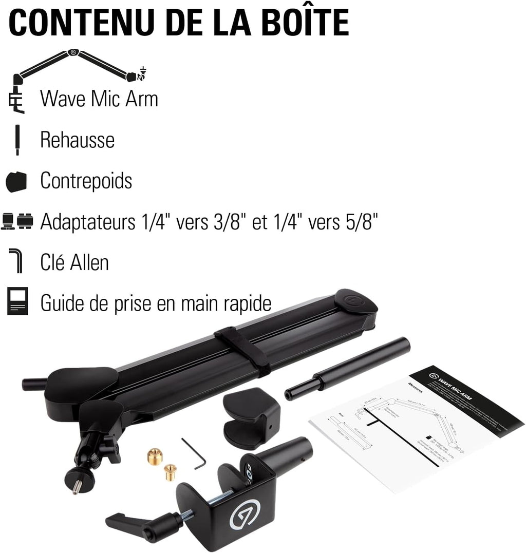 Elgato Wave Mic Arm - Premium Broadcasting Boom Arm with Cable Management Channels, Desk Clamp, 1/4" Thread Adapters, Fully Adjustable, perfect for Podcasts, Streaming, Gaming, Home Office, Recording