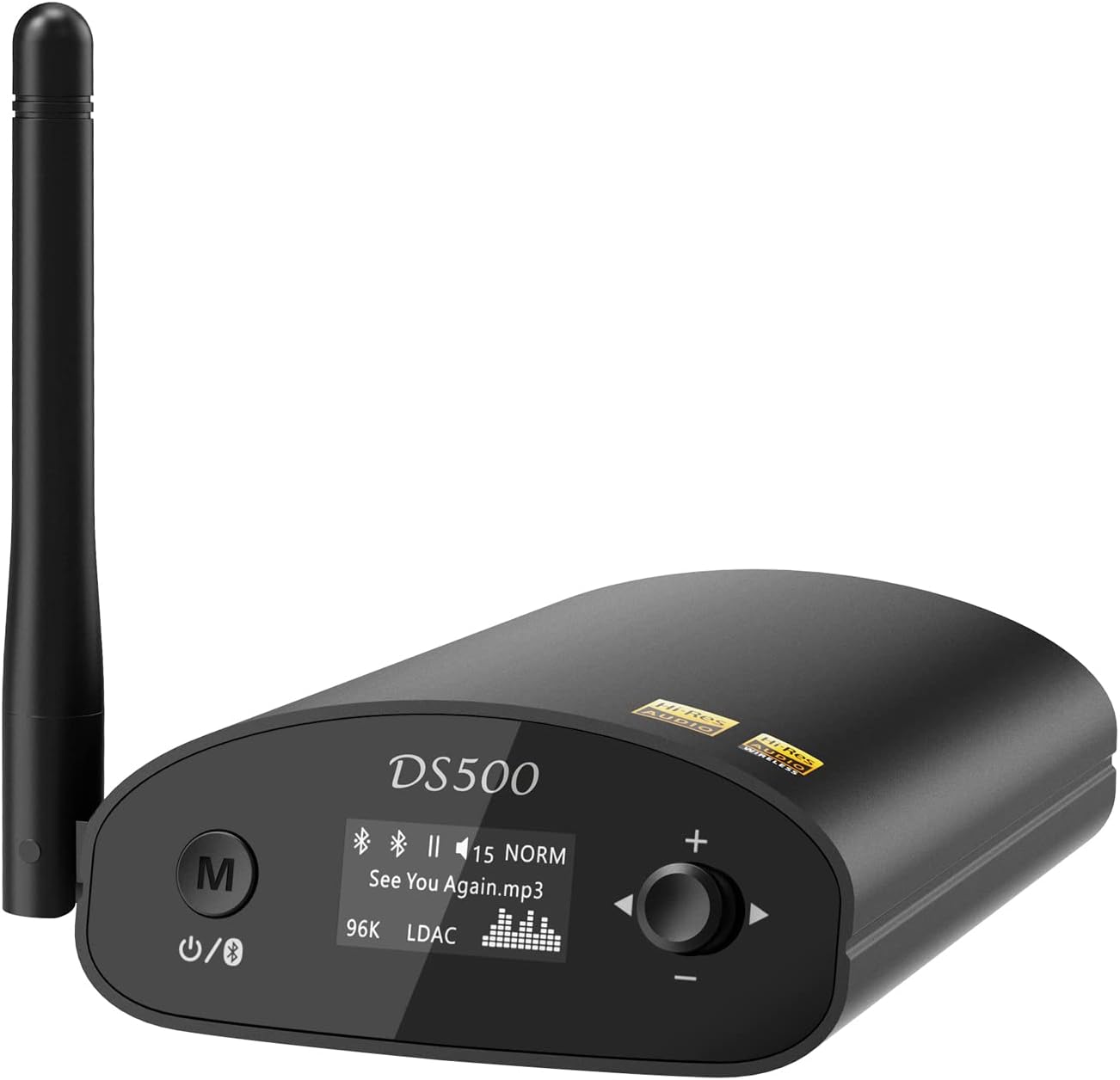 1Mii DS500 Hi-Res Bluetooth 5.3 Receiver, 32-Bit/384kHz Audiophile DAC, Lossless LDAC & aptX HD, OLED Display, Built-in EQ, RCA/Optical/Coaxial Out for Home Stereo, AV Receiver & Amplifier