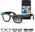 Mingtawn AI Smart Glasses 4K HD Camera, BT Call, 800W Anti-Shake Camera Glasses with Video Recording Dual Mic, Simultaneous Interpretation/GPT Identify Objects, 270mAh Photochromic Glasses（Black