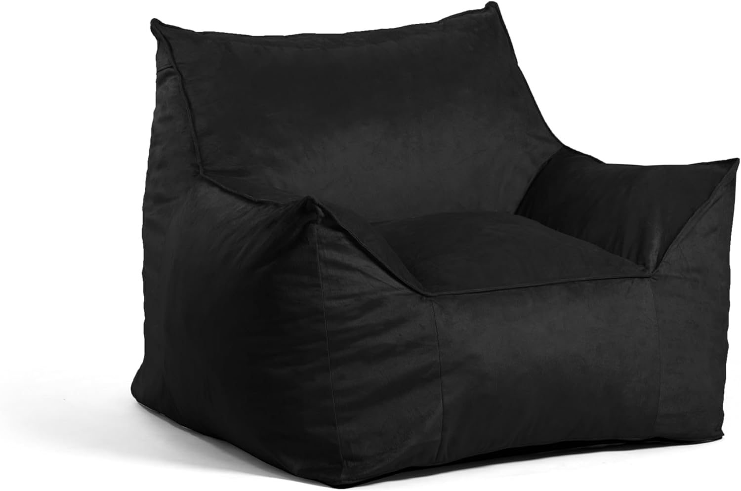 Big Joe Imperial Lounger Foam Filled Bean Bag Armchair with Removable Cover, Black Plush, Soft Polyester, 4 feet Big