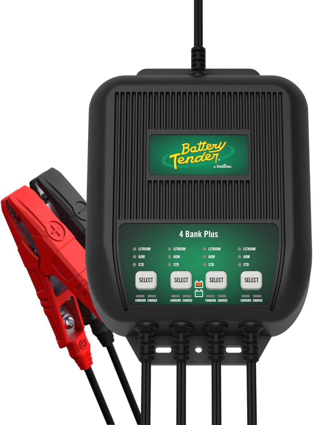 Battery Tender Plus 4 Bank Multibank Charger - 5 AMP (1.25 AMPs Per Bank) - Smart 12V Multi Battery Charger and Maintainer for Standard, AGM, and Lithium LiFePO4-022-0148-DL-WH