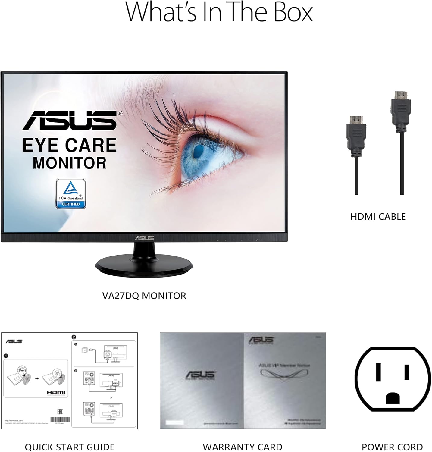 ASUS 27” 1080P Monitor (VA27DQ) - Full HD, IPS, 75Hz, Speakers, Adaptive-sync/FreeSync™, Low Blue Light, Flicker Free, VESA Mountable, Frameless, HDMI, VGA, DisplayPort, Tilt Adjustable, Black