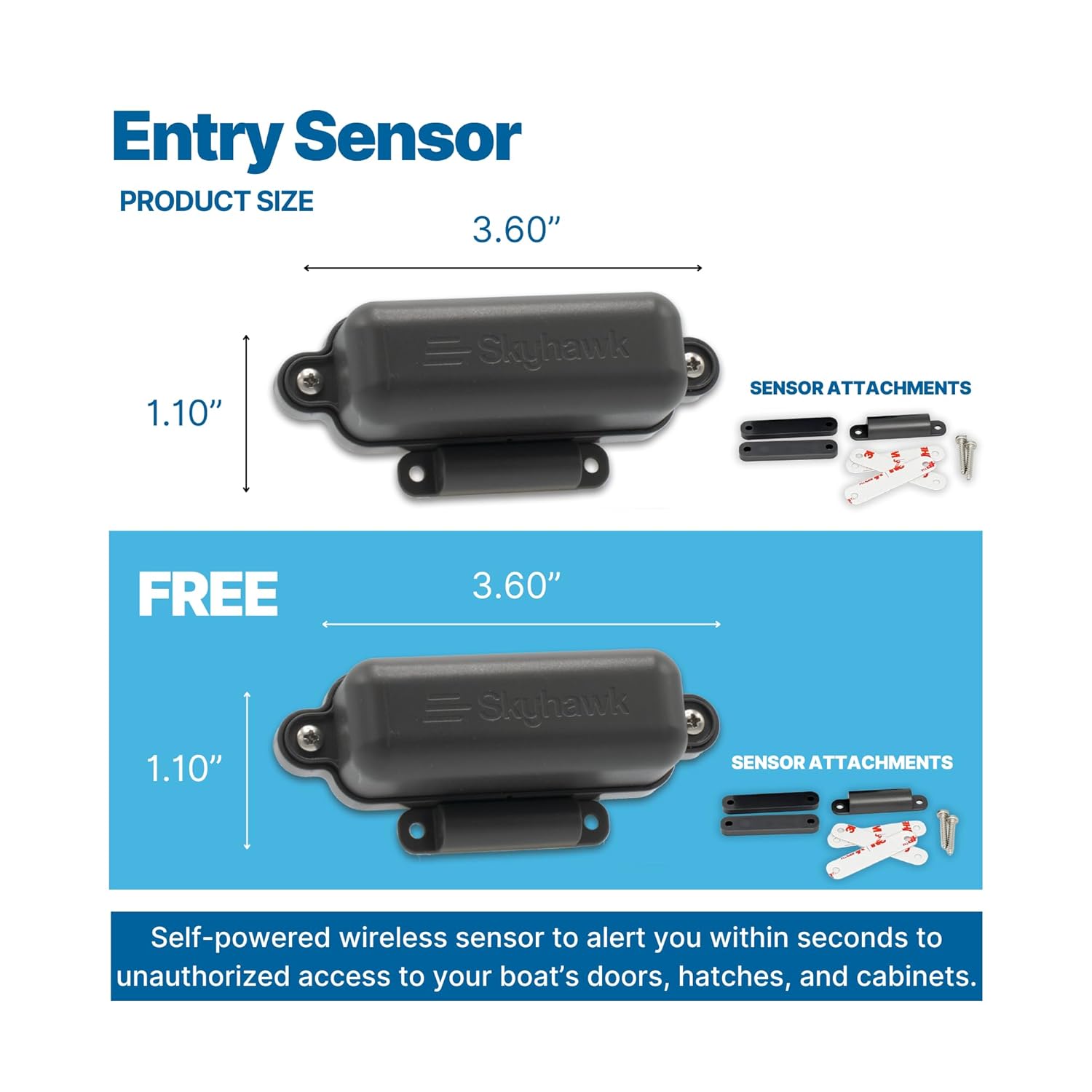Pontoon Boat Remote Monitoring Bundle | Wireless Hub + Expanded Security | Battery + Entry x 2 Sensors | Self-Powered Marine System | No Boat Battery Drain