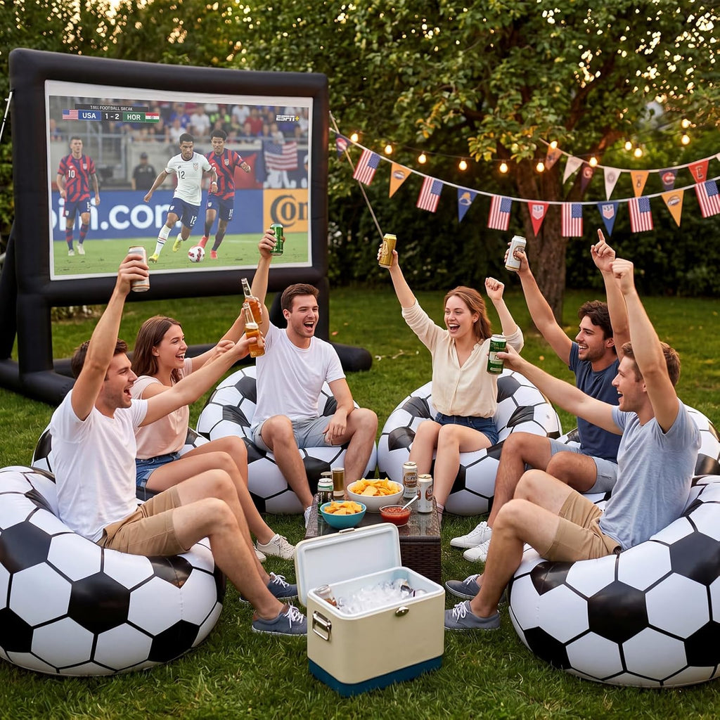 6 Pack Inflatable Soccer Bean Bag Chair 41 Inch Blow up Soccer Sofa with Foot Pump, Inflatable Bean Bag Chair for Adults, Portable Air Cushion Lounge for Outdoor Camping Party