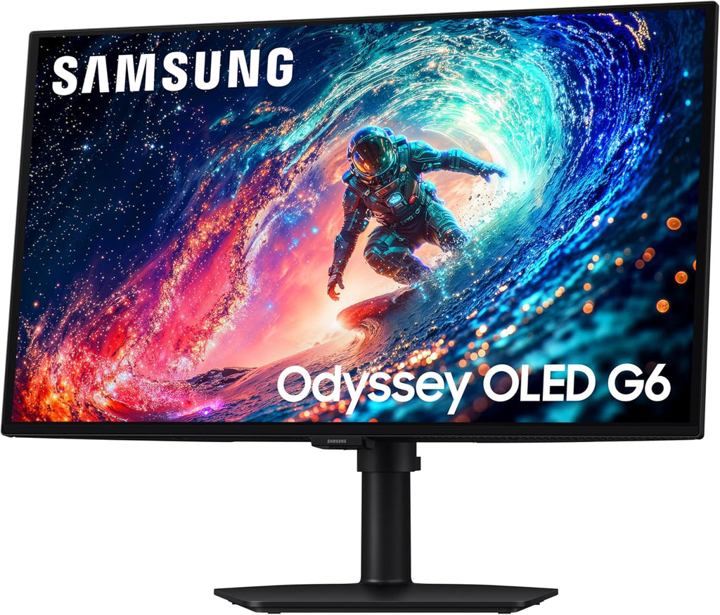 Samsung 27" Odyssey OLED G6 (G61SH) Gaming Monitor - QD-OLED, QHD (1440P), 240Hz, 0.03ms, Glare-Free, Pantone Validated, HDR10, Height-adjustable stand, OLED Safeguard, 3 Year Warranty, LS27HG612SNXZA