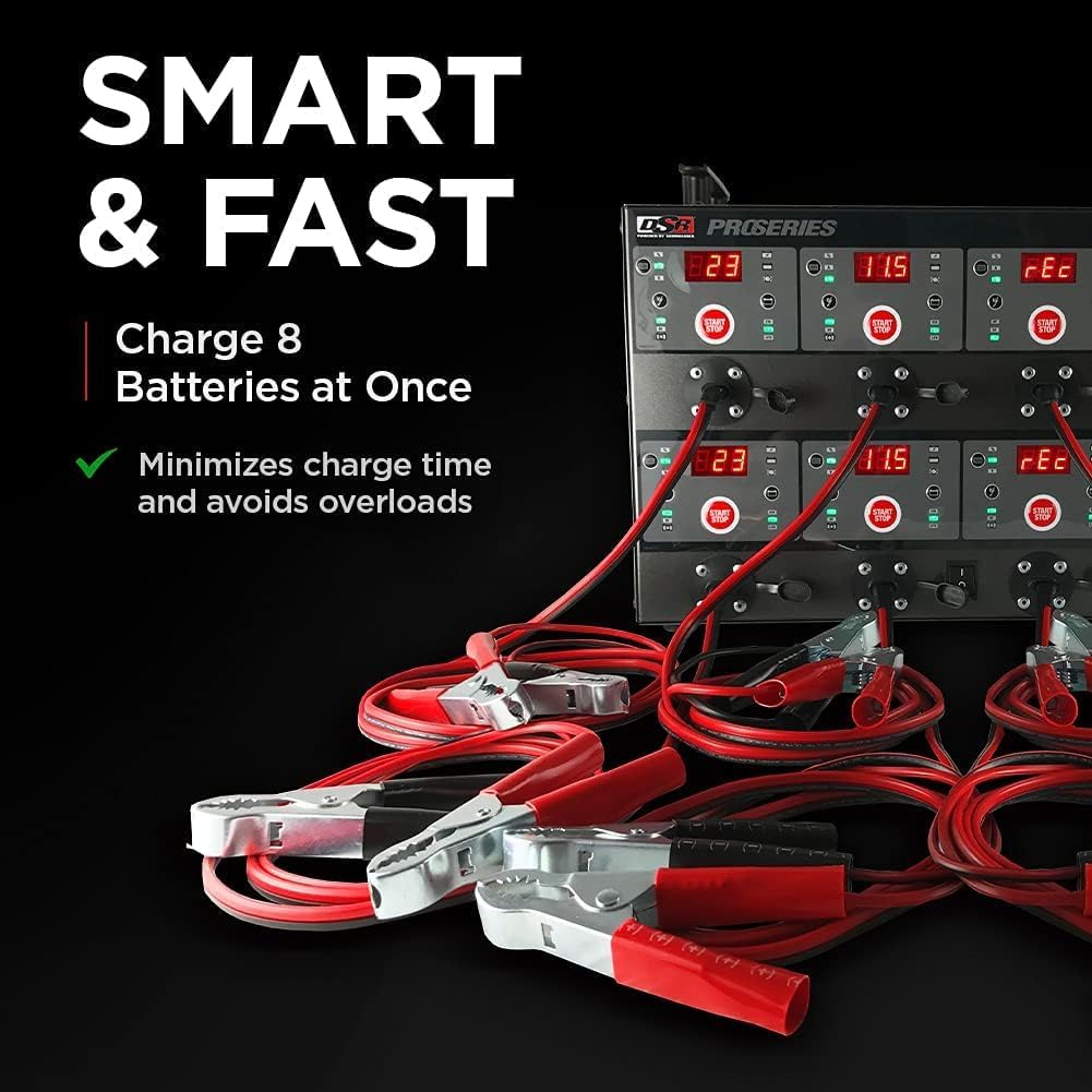 Schumacher Electric 8 Bank, 6V / 12V Battery Charger Station - Multi-Bank Charger for AGM, Gel, LFePO4 & Deep-Cycle Units - Automatic Charging, Microprocessor-Controlled - DSR127
