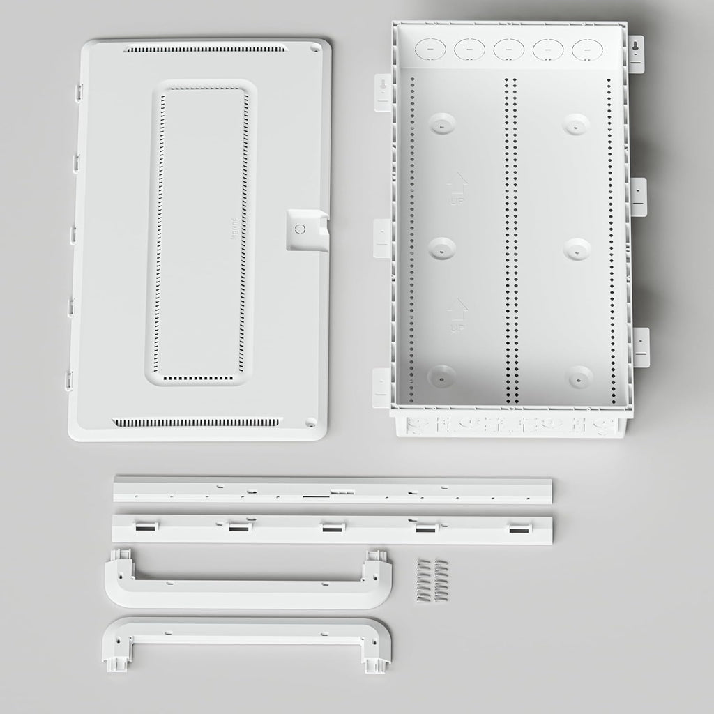 Legrand - On-Q 30 Inch Media Enclosure, WiFi Electrical Box, Cable Management Box for Distribution of Networking Service, Recessed Media Box Lets Signal Through, White, ENP3050NA