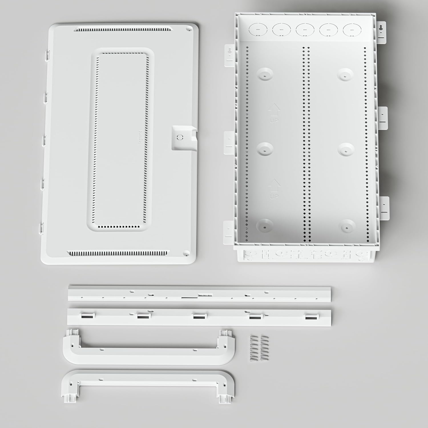 Legrand - On-Q 30 Inch Media Enclosure, WiFi Electrical Box, Cable Management Box for Distribution of Networking Service, Recessed Media Box Lets Signal Through, White, ENP3050NA