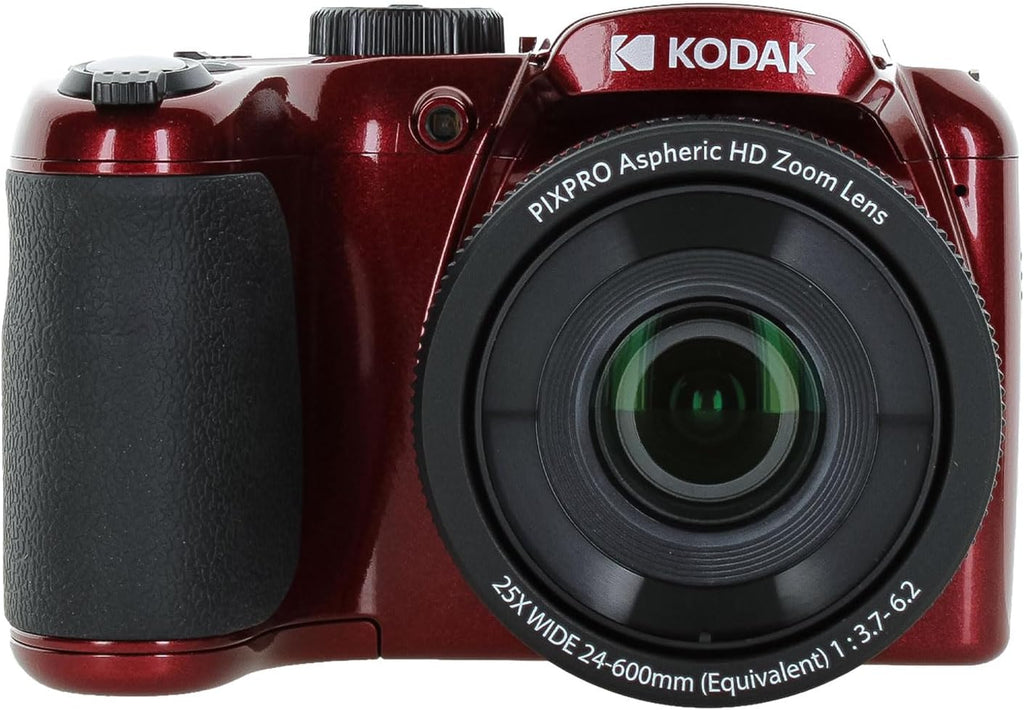 Kodak Pixpro AZ255 Digital Camera in Red (AZ255RD) Bundle Including: 128 GB Memory Card, Rechargeable Batteries, Case, Flexible Tripod, Neck Strap, Lens Caps, Full Cleaning Kit, More Accessories