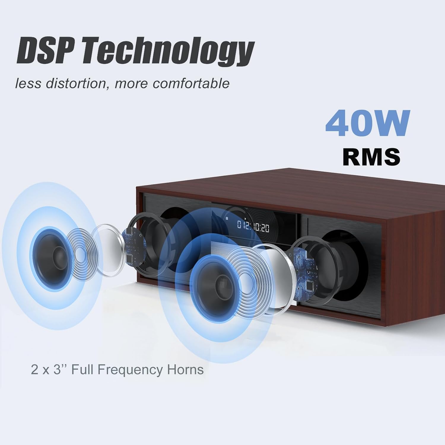 LONPOO Stereo Shelf System for Home, Vintage CD Player 40W RMS Micro Mini System with Remote Control, Bluetooth, FM Radio, USB MP3 Playback & Aux-in,Brown
