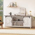 Classic Farmhouse TV Stand Cabinet for 75" Television, Home Entertainment Center with Adjustable Shelf & Sliding Barn Doors, Media TV Console Table for Living Room, 15.8D x66W x28H, Farmhouse White