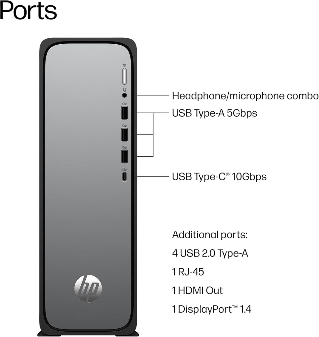 HP OmniDesk Slim Desktop PC, Intel Processor 300, 8 GB RAM, 256 GB SSD, Intel UHD Graphics 710, Windows 11 Home, Microsoft Copilot, Meteor Silver, S03-0010 (2025) (Renewed)
