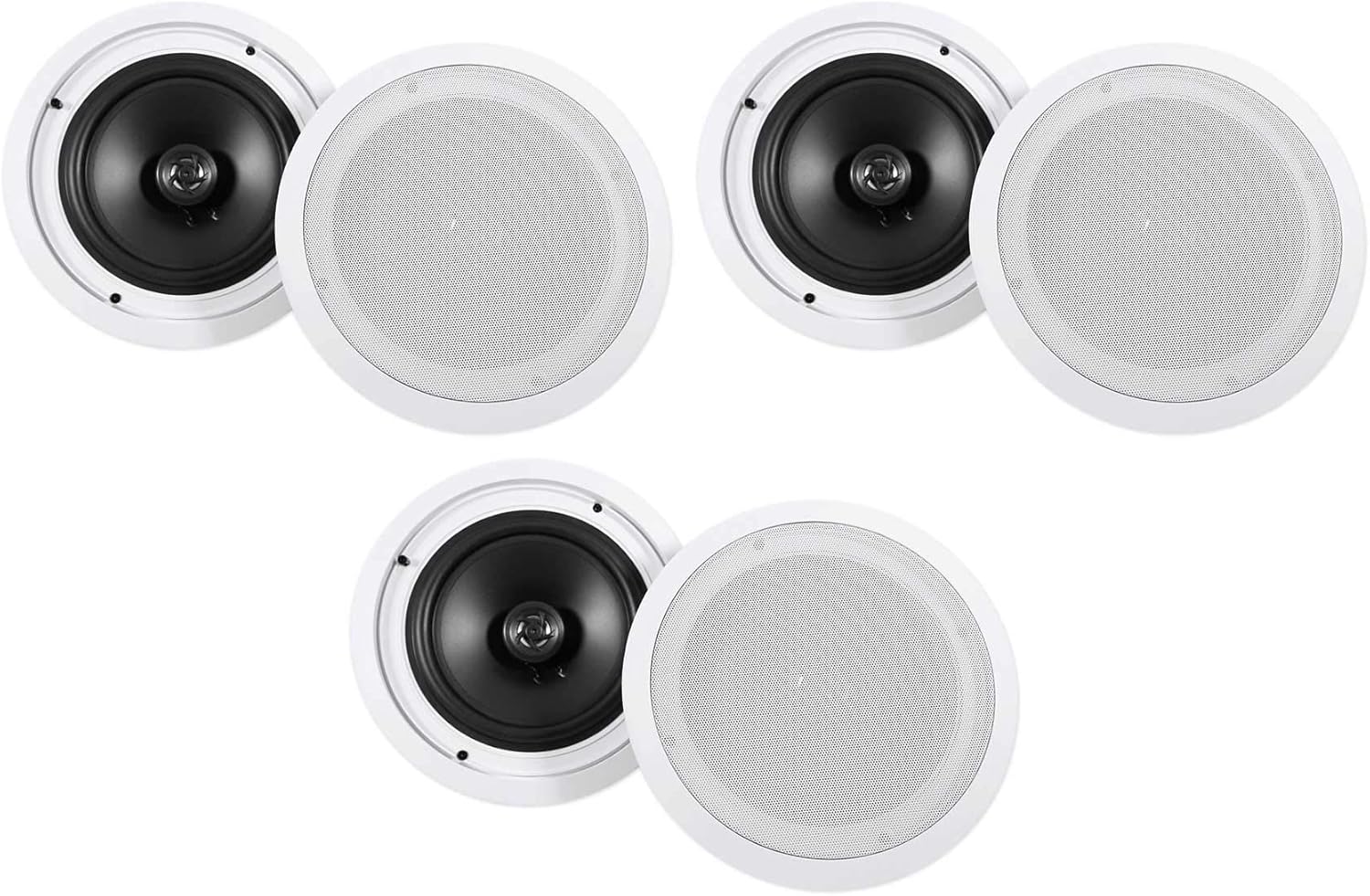 Rockville HC85 700W 8" in-Ceiling Home Theater Speakers 8 Ohm, Paintable Grills, Swivel Tweeter, Deep Bass, for Home Theater and Whole-House Audio, 6-Piece