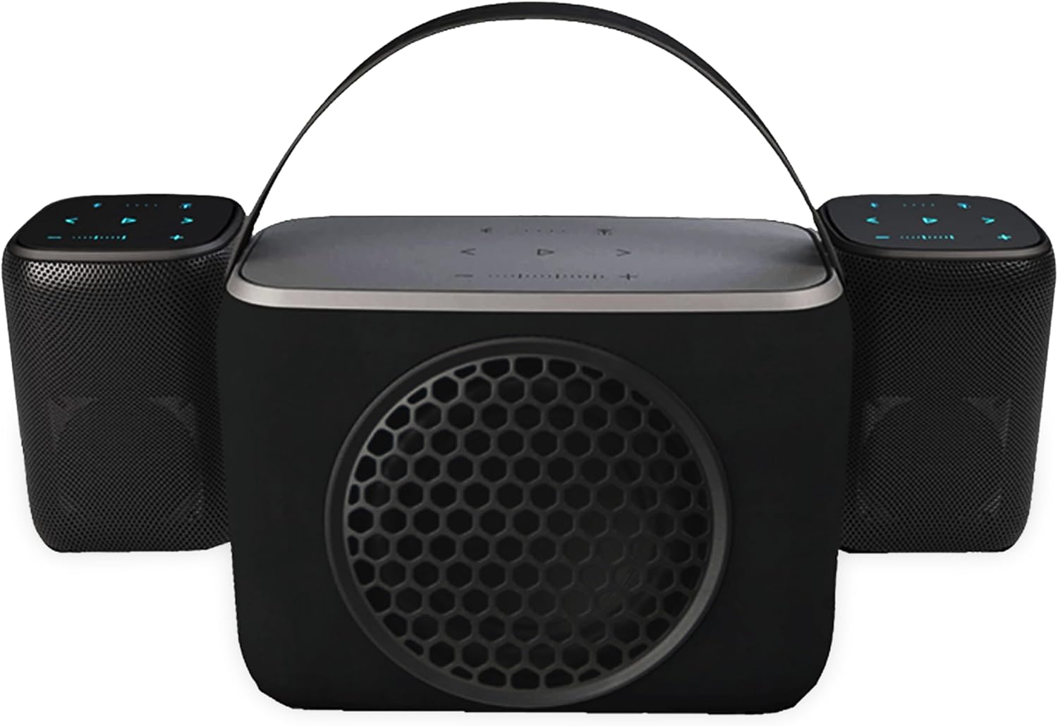 Rocksteady Stadium Portable Bluetooth Speaker and Subwoofer Combo - Up to 100 Foot Range - Up to 30 Hour Battery Life | 2 Speakers + 1 Subwoofer