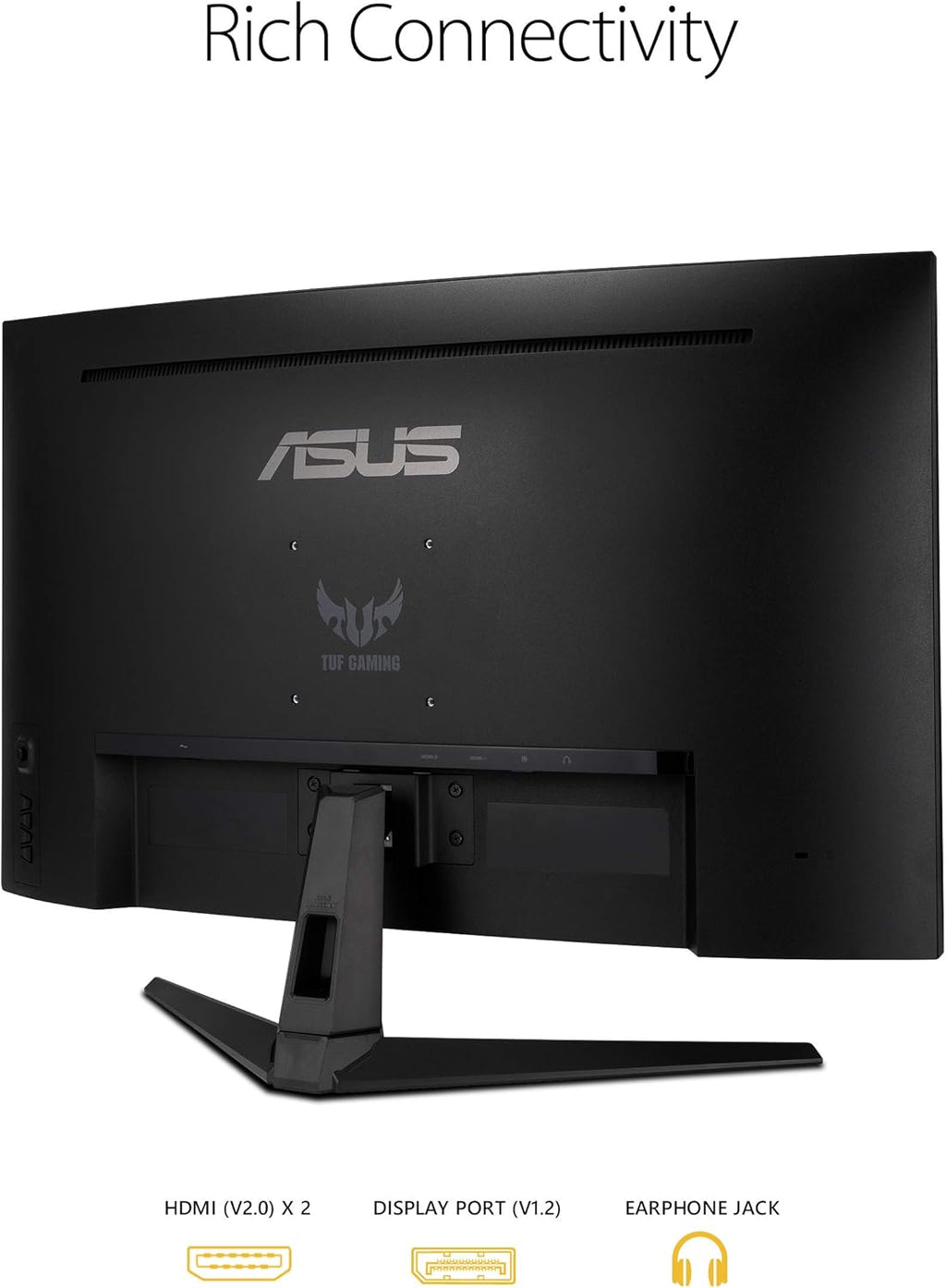 ASUS TUF 32 Inch Curved Gaming Monitor - QHD (2560 x 1440), 165Hz (Supports 144Hz), 1ms, Extreme Low Motion Blur, Speaker, FreeSync Premium, VESA Mountable, DisplayPort, HDMI - VG32VQ1B