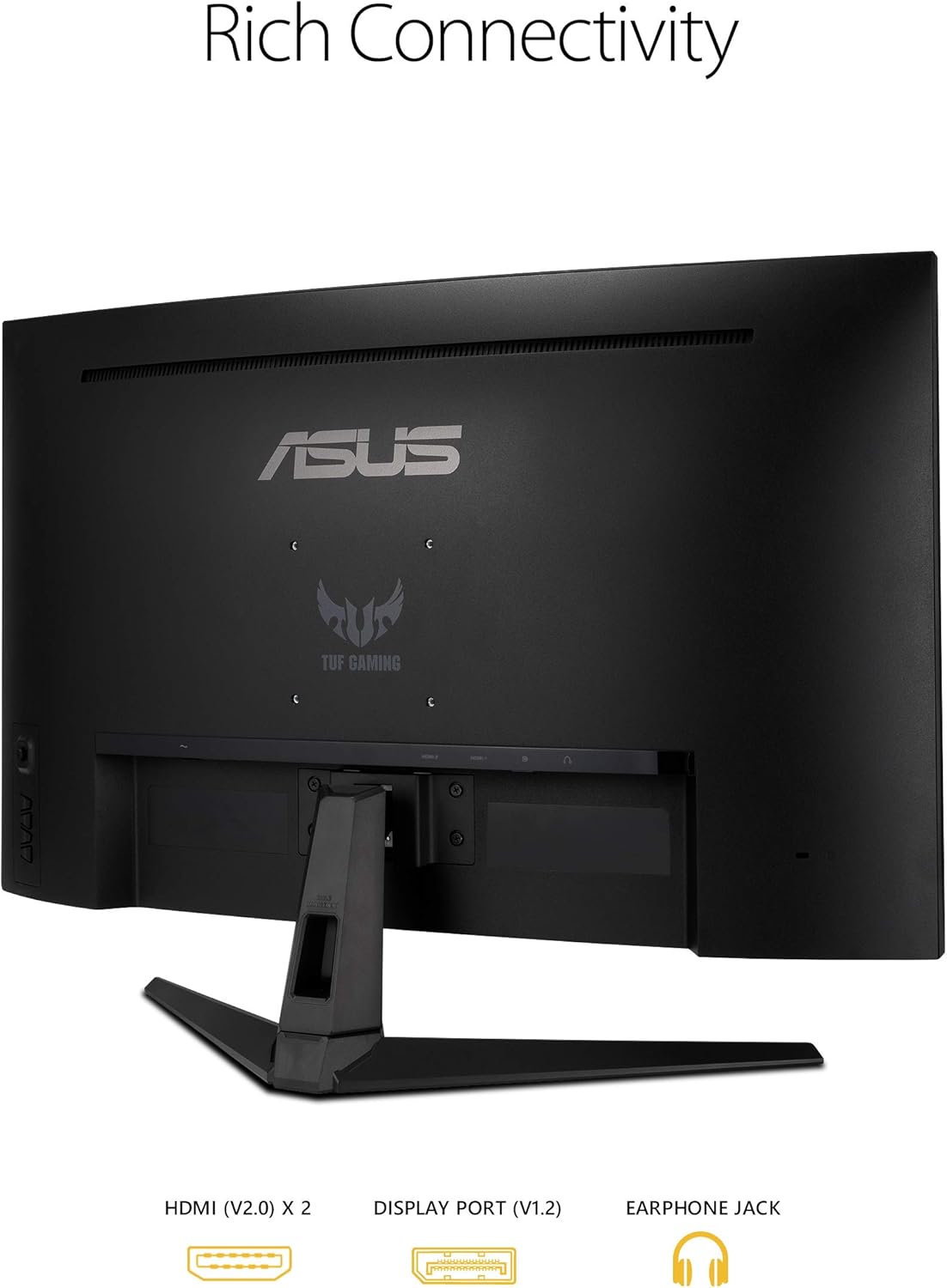 ASUS TUF 32 Inch Curved Gaming Monitor - QHD (2560 x 1440), 165Hz (Supports 144Hz), 1ms, Extreme Low Motion Blur, Speaker, FreeSync Premium, VESA Mountable, DisplayPort, HDMI - VG32VQ1B