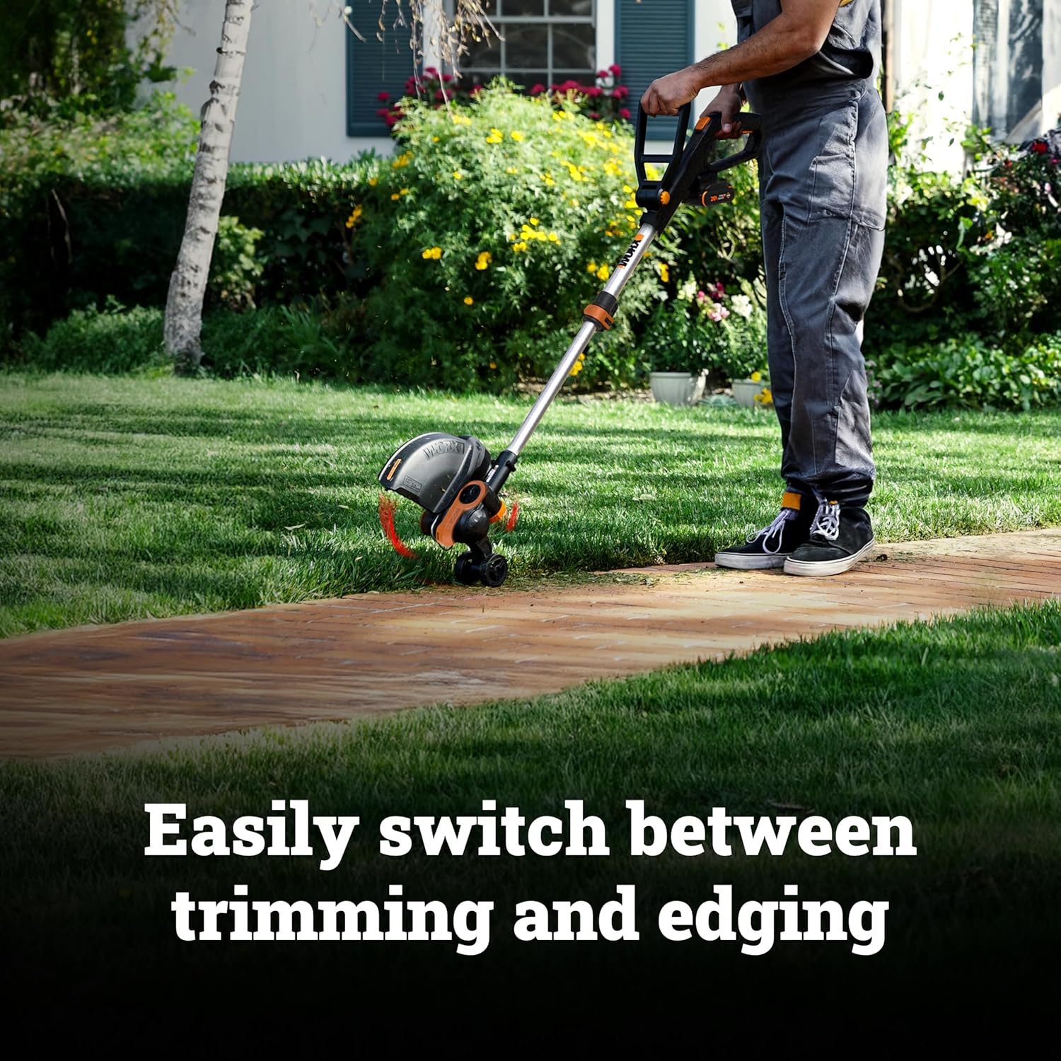 WORX Cordless String Trimmer & Lawn Edger, 12'' Electric Weed Wacker with Command Feed, 20V Weed Eater with 5.5 LBS, 2 Batteries & Charger Included, WG163