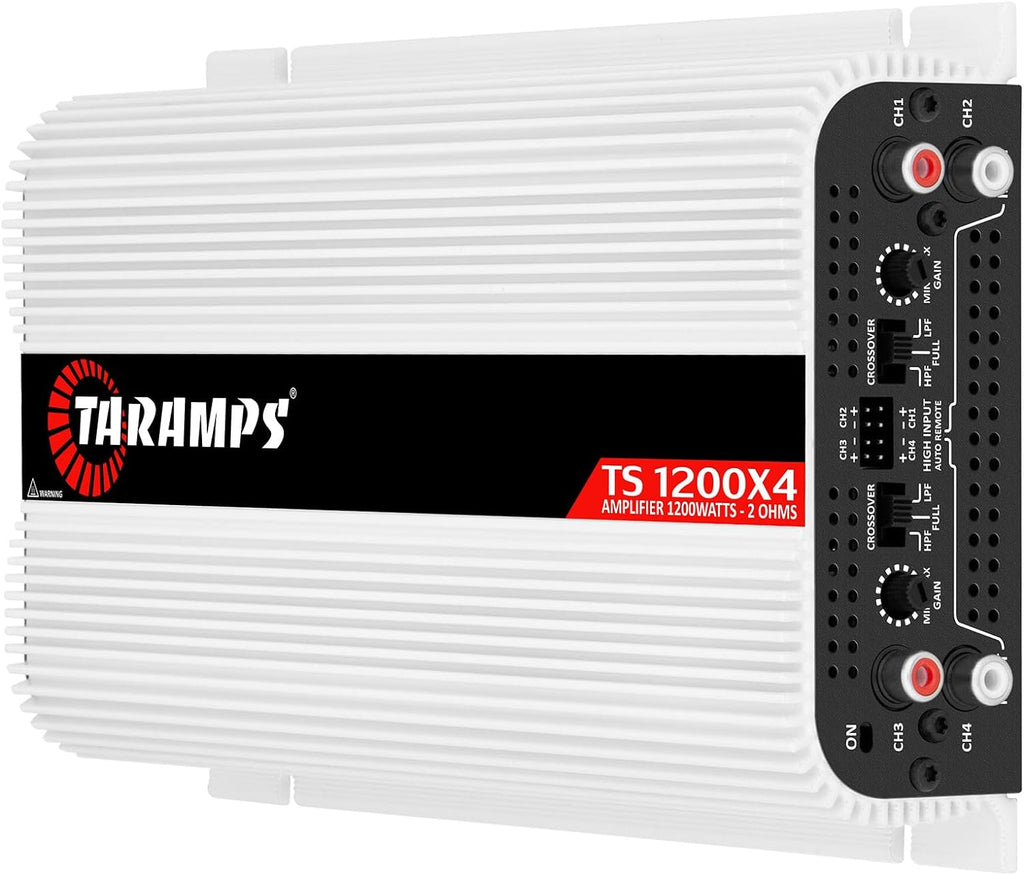 Taramps TS 1200x4 Amplifier Car Audio 1200W RMS 2 Ohms 4 Channels 2 Bridged Channels, Full Range Crossover Fixed RCA/Wire Input - Multichannel Class D