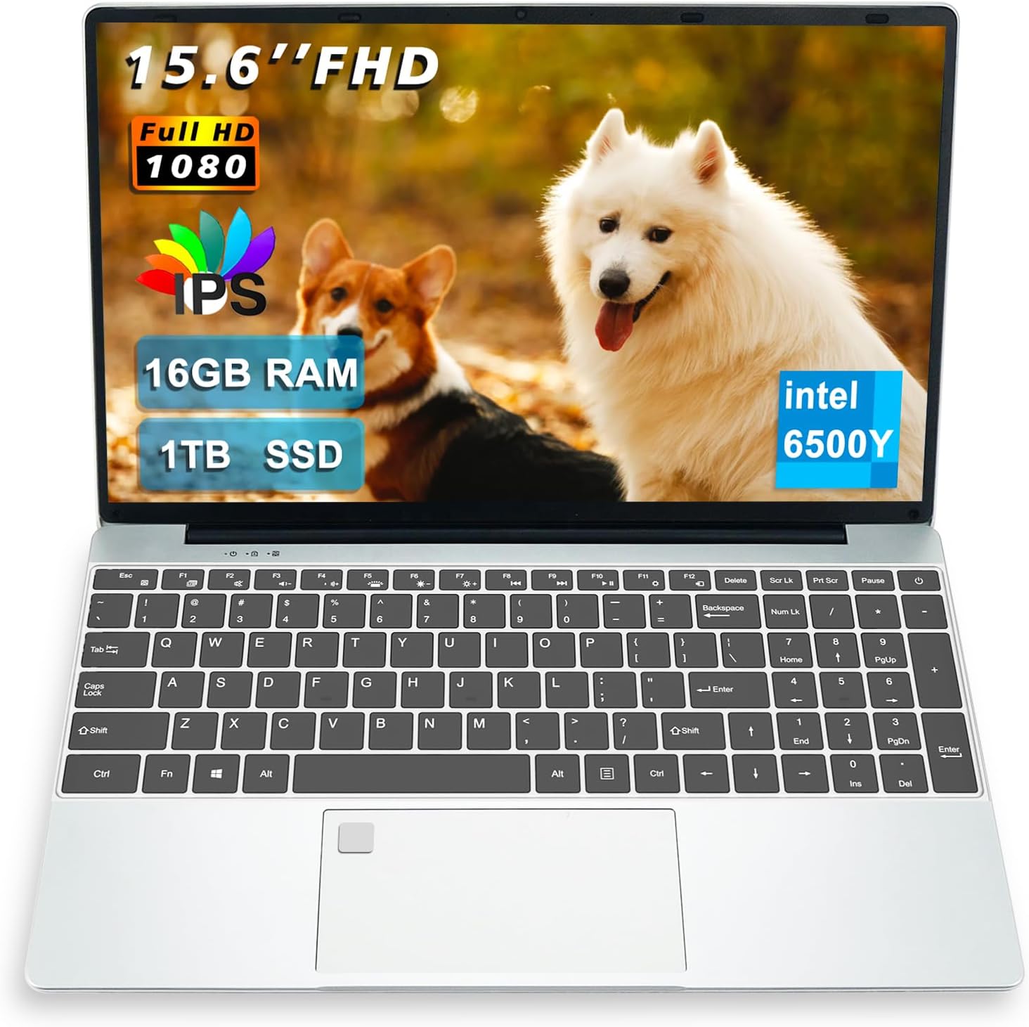 15.6" FHD Laptop for Office & Study, Pentium Processor (Up to 3.4GHz), 16GB RAM 1TB SSD, Portable with Backlit Keyboard & Fingerprint Reader, WiFi 5/BT 5.0/USB 3.0/Type-C/HDMI