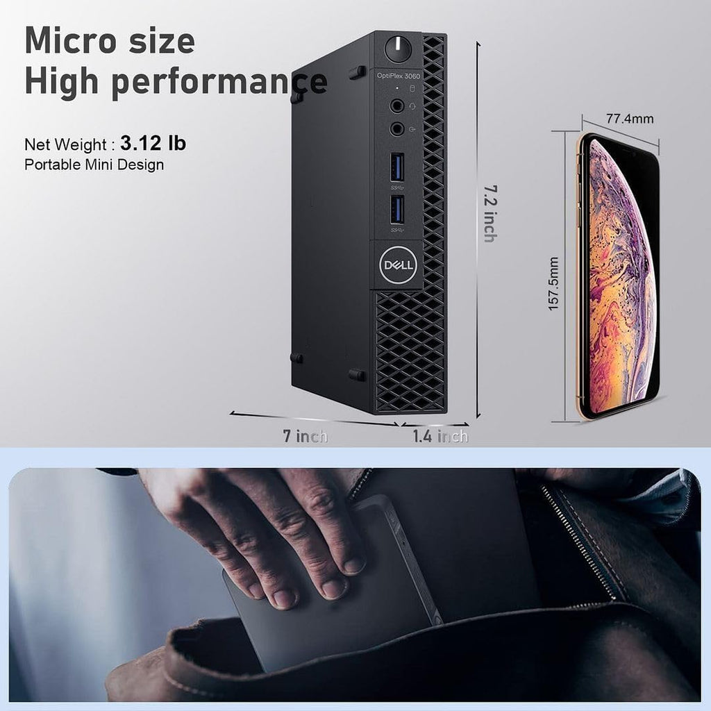 Dell OptiPlex 3060 mini Desktop Computer PC, Intel Core i5-8500, 8GB RAM, 256GB SSD, Wi-Fi, Bluetooth, Keyboard & Mouse, Windows 11 Pro (Renewed)