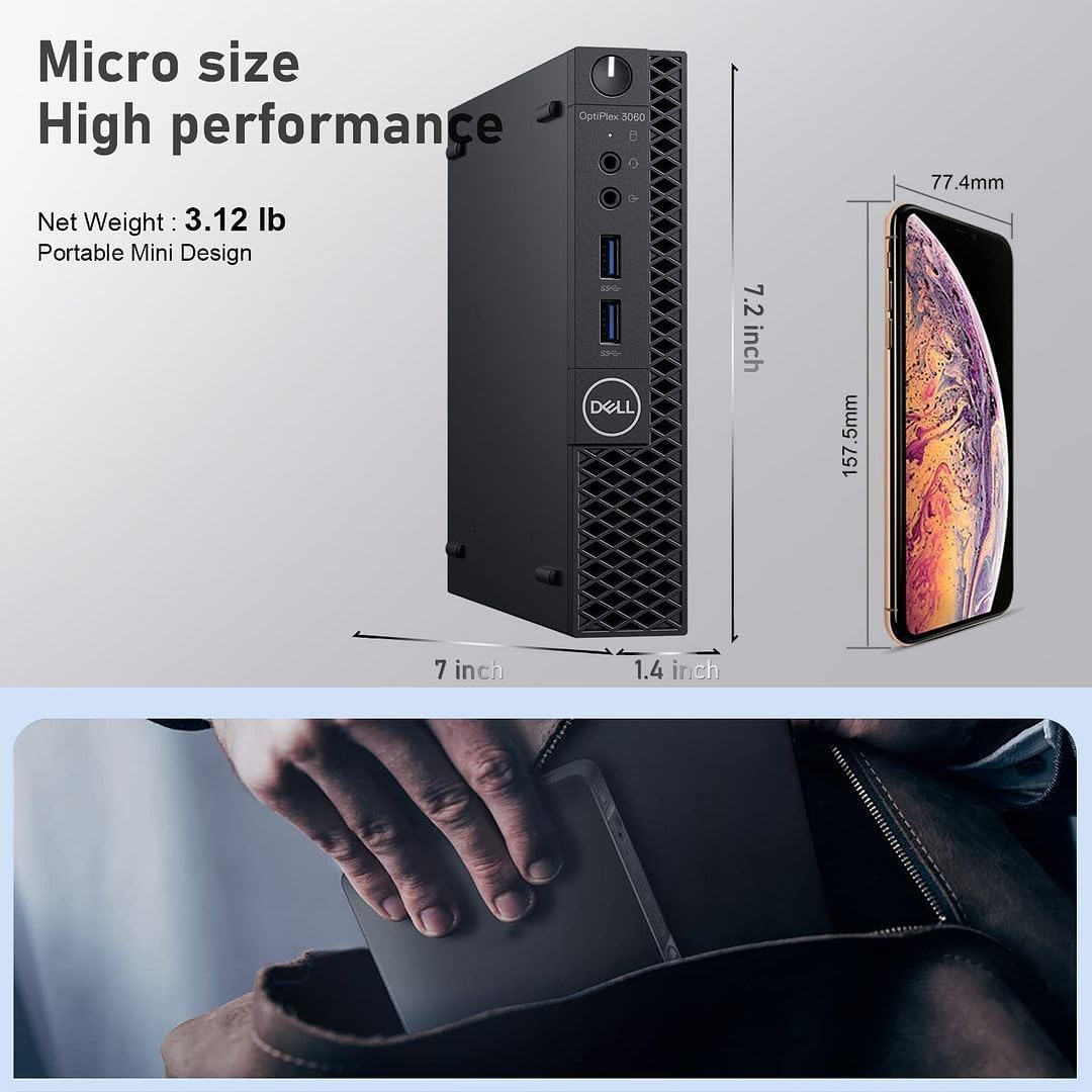 Dell OptiPlex 3060 mini Desktop Computer PC, Intel Core i5-8500, 8GB RAM, 256GB SSD, Wi-Fi, Bluetooth, Keyboard & Mouse, Windows 11 Pro (Renewed)