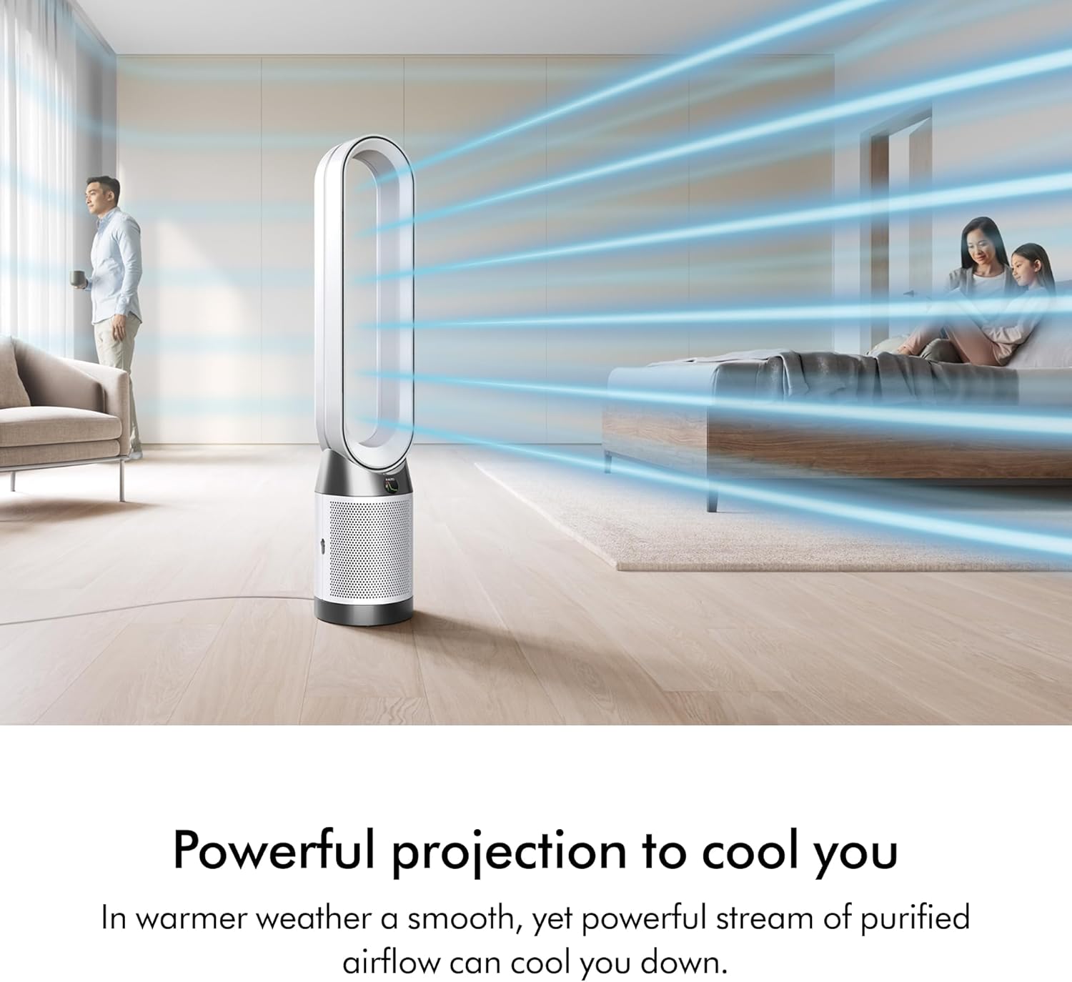 Dyson Purifier Cool PC1, HEPA Air Purifier Tower Fan, App and remote controlled, 350° oscillation, 10 levels, bladeless (White)