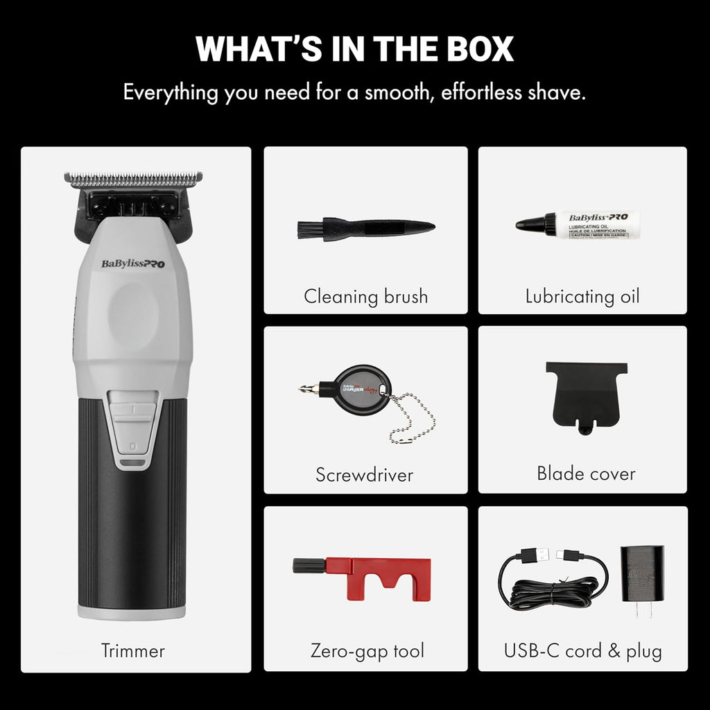 BaBylissPRO COREFX Professional Cordless Beard Trimmer for Men with High-Speed 6,800 RPM Motor and Stainless Steel T-Blade for Precision Detail Work