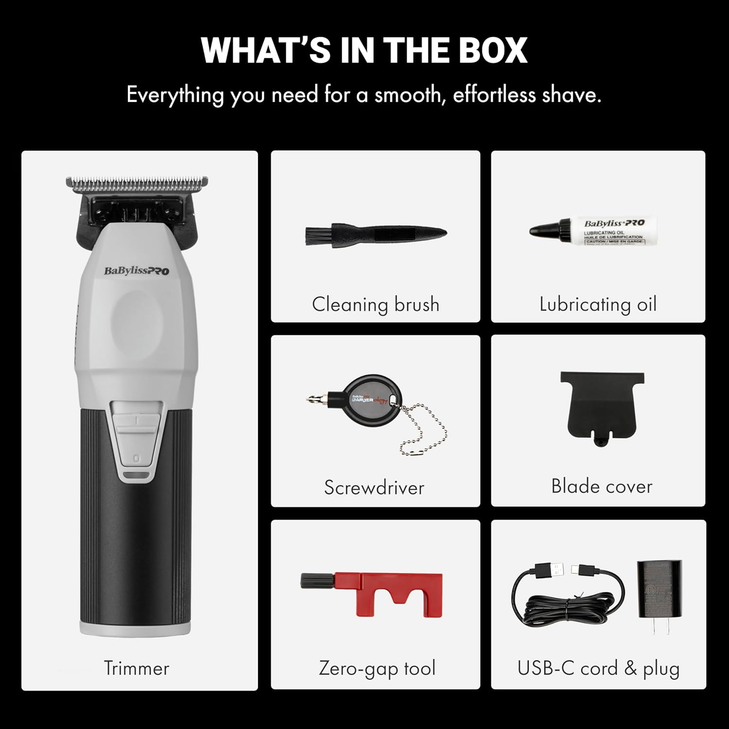 BaBylissPRO COREFX Professional Cordless Beard Trimmer for Men with High-Speed 6,800 RPM Motor and Stainless Steel T-Blade for Precision Detail Work