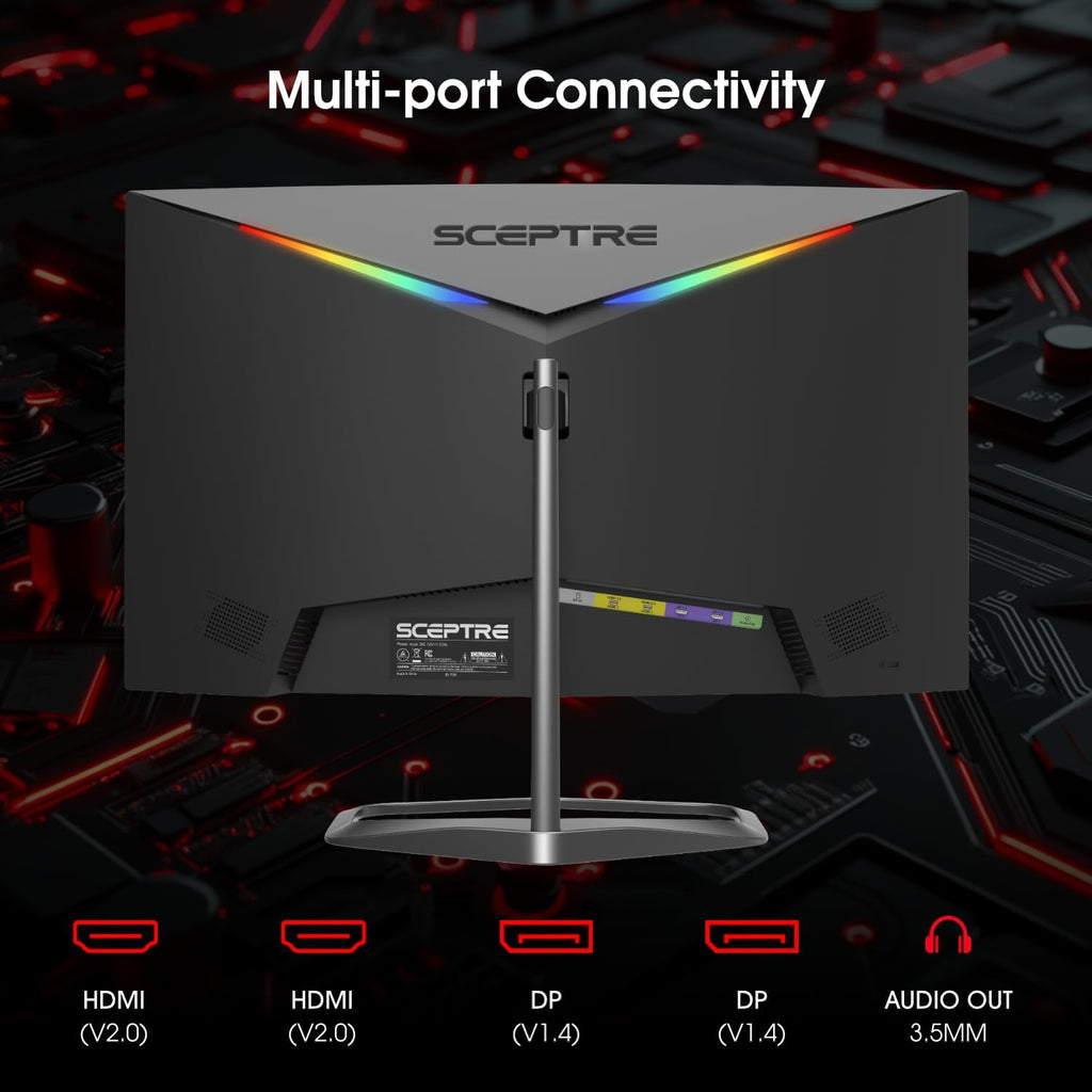 Sceptre Curved 24.5-inch Prime Gaming Monitor up to 240Hz 1080p R1500 1ms DisplayPort x2 HDMI x2 Blue Light Shift Build-in Speakers, Machine Black 2025 (C255B-FWT240 Series)