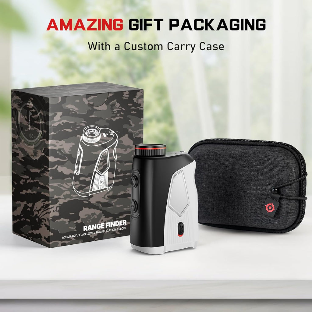 Upgraded 0.5 Second Easily Lock on a Pin Golf Rangefinder with Slope 2X HD Bright LCD, 1500 Yards Range Finder for Golf/Hunting, 7X Magnification with Flag Pole Locking Vibration, Golf Gifts Pcs