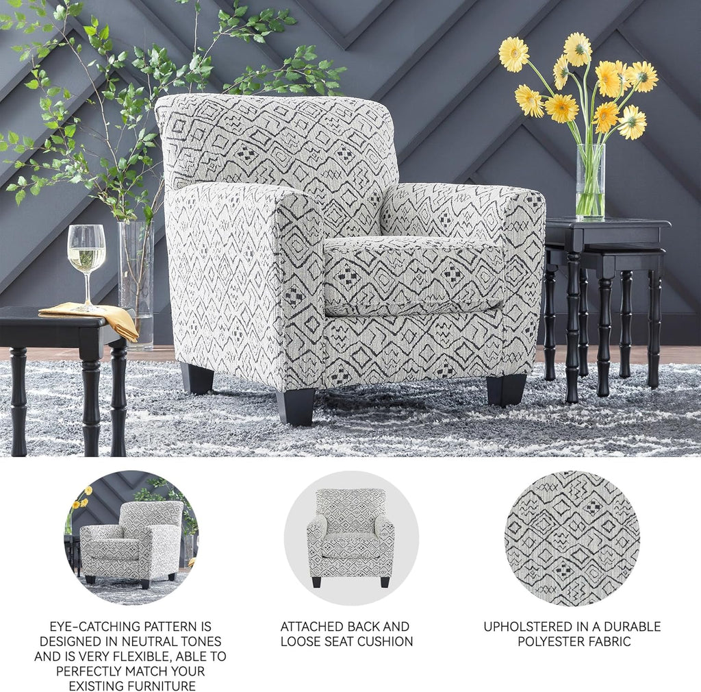 Signature Design By Ashley Hayesdale Modern Accent Chair with Removable Cushions and Tapered Legs, Black & Gray