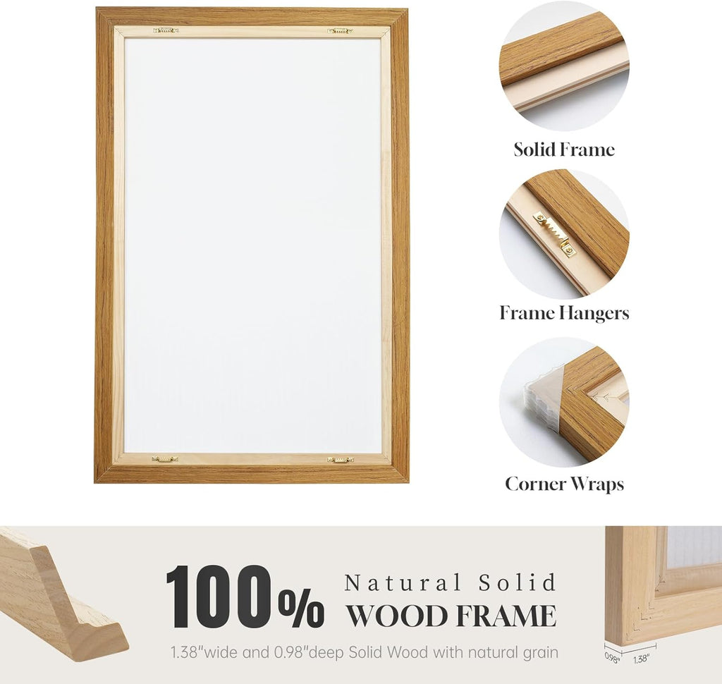 Framed Forest Landscape Wall Art for Living Room, Large 3 Piece Misty Pine Tree Nature Scenic Artwork for Walls, Rustic Woodland Sunset Canvas Painting Prints for Office Bedroom Wall Decor, 24x36 Inch