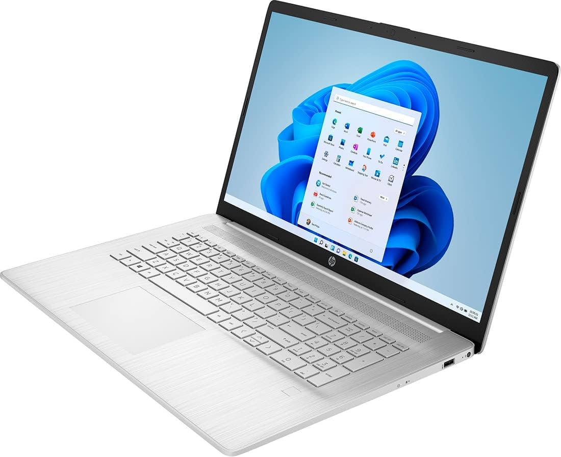 HP Newest Notebook Laptop, 17.3'' Full HD Display, AMD Ryzen 5 5500U Hexa-Core Processor, 16GB RAM, 512GB PCIe SSD, Fingerprint Reader, Wi-Fi, Webcam, HDMI, Windows 11 Home, Natural Silver