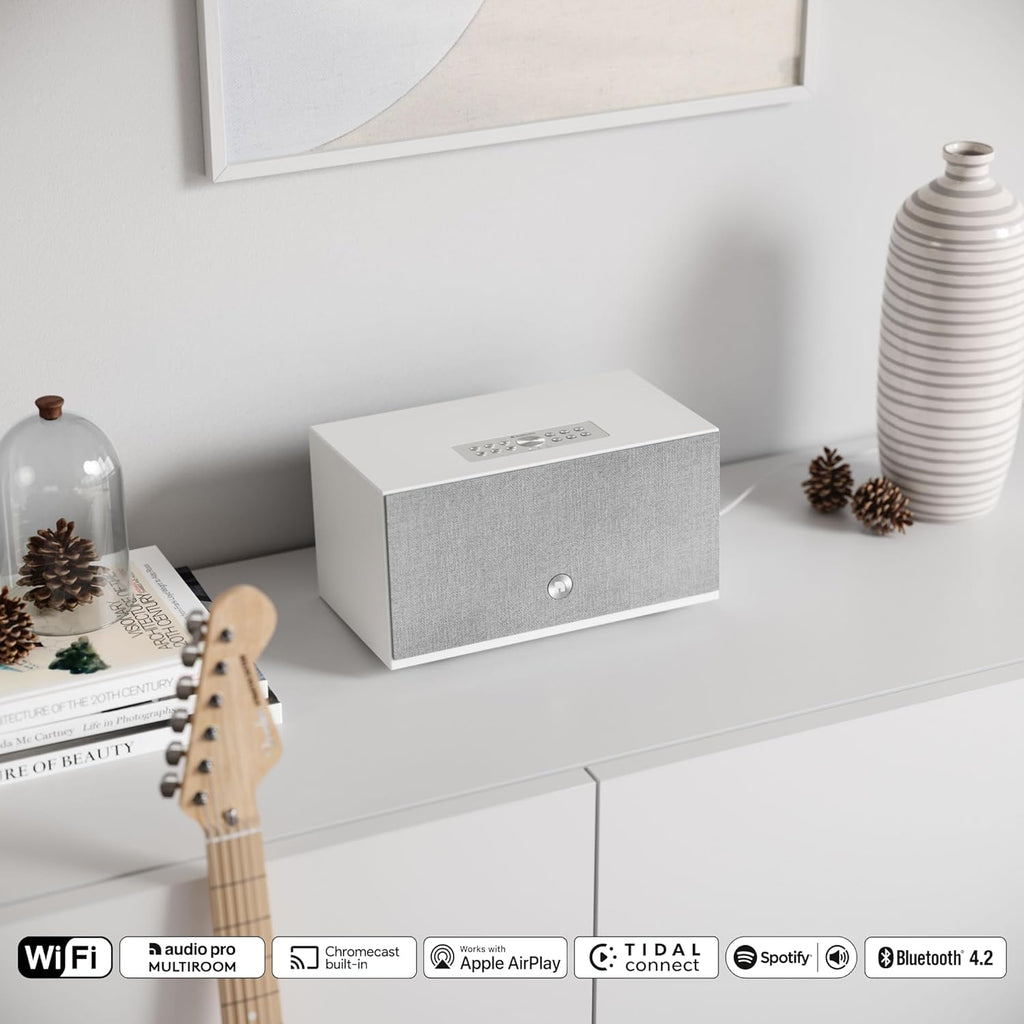 Audio Pro Addon Bluetooth Speaker - Wireless Speaker with High-Fidelity Sound - Outdoor Speakers, WiFi, AirPlay 2, Chromecast, Spotify Connect, C10 MKII, White