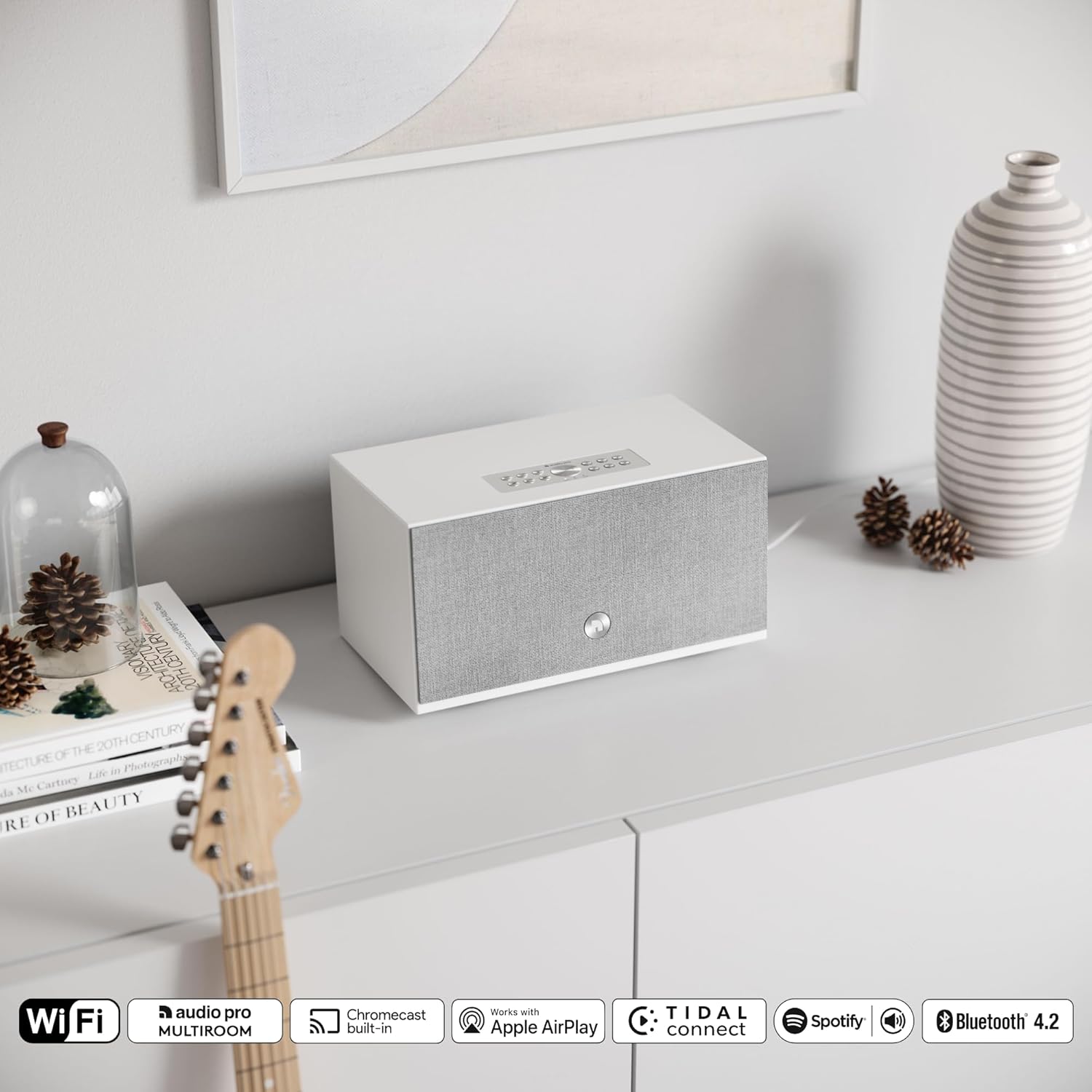 Audio Pro Addon Bluetooth Speaker - Wireless Speaker with High-Fidelity Sound - Outdoor Speakers, WiFi, AirPlay 2, Chromecast, Spotify Connect, C10 MKII, White
