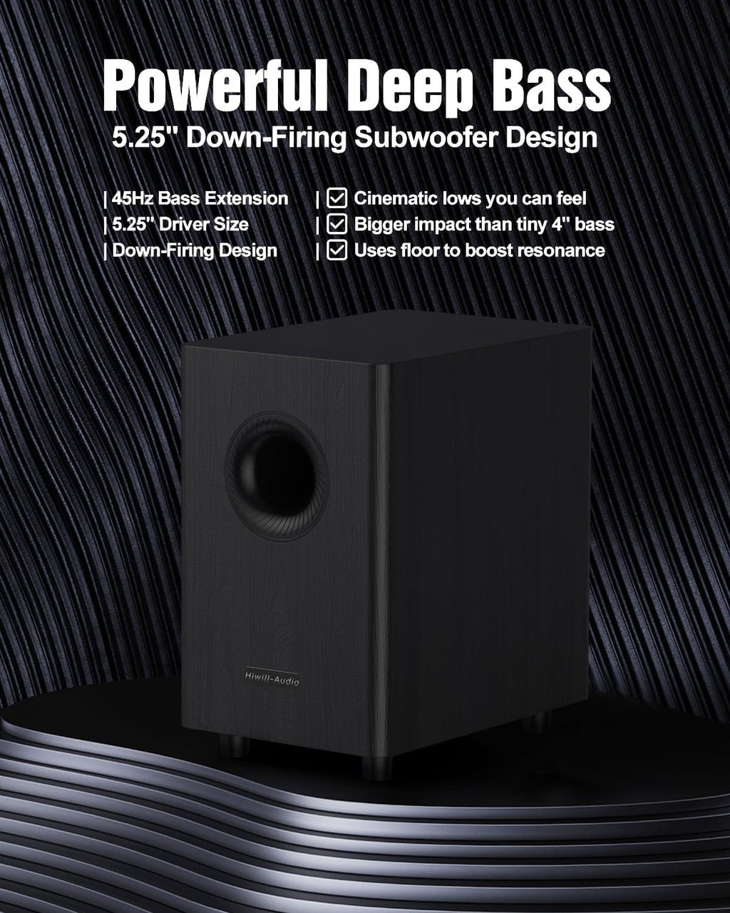 5.1.2 Virtual Surround Sound System for Small Rooms, Compact Smart TV Sound Bars Home Theater w/4 Wired Speakers, Clear Voice & Deep Bass, 5.25'' Wired Subwoofer Soundbar Easy Setup, ARC/OPT/BT, 2026