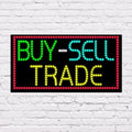 LED Buy Sell Trade Sign for Retail Business Displays |Advertising Electronic Light Up Sign for Windows Walls |17"h x 31"w x 2"d