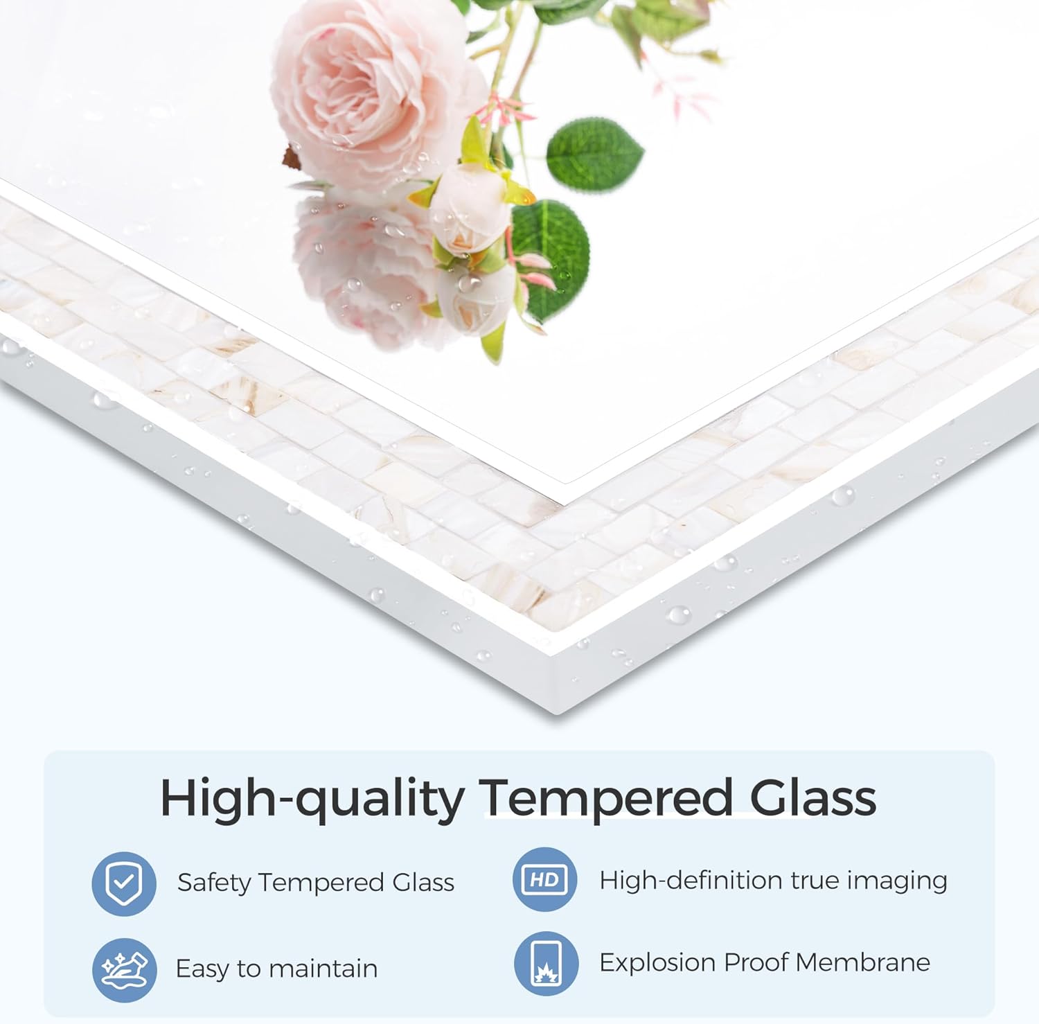 Tanmicoshomy 30 x 40 Inch White Bathroom Mirror, Coastal Natural Shell Framed Rectangle Mirrors for Bedroom, Living Room Wall Decor, Horizontal or Vertical Hanging