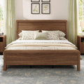 AMERLIFE Wood Queen Size Bed Frame with Headboard & Footboard, Modern Fluted Wooden Platform Bedframe with Rounded Safety Edges, Wood Slat Support, No Box Spring Needed, Easy Assembly, Walnut