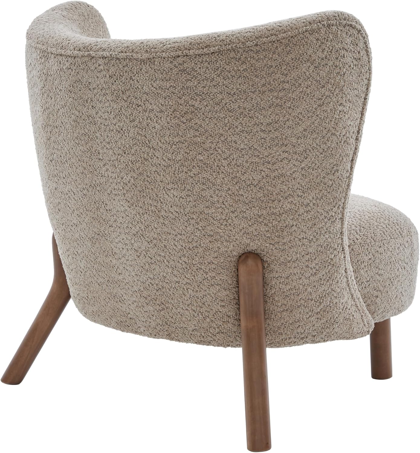 Christopher Knight Home Aurora Boucle Upholstered Wingback Accent Chair, Solid Wood Living Room Slipper Chair, Bedroom Comfy Reading Chair, Brown