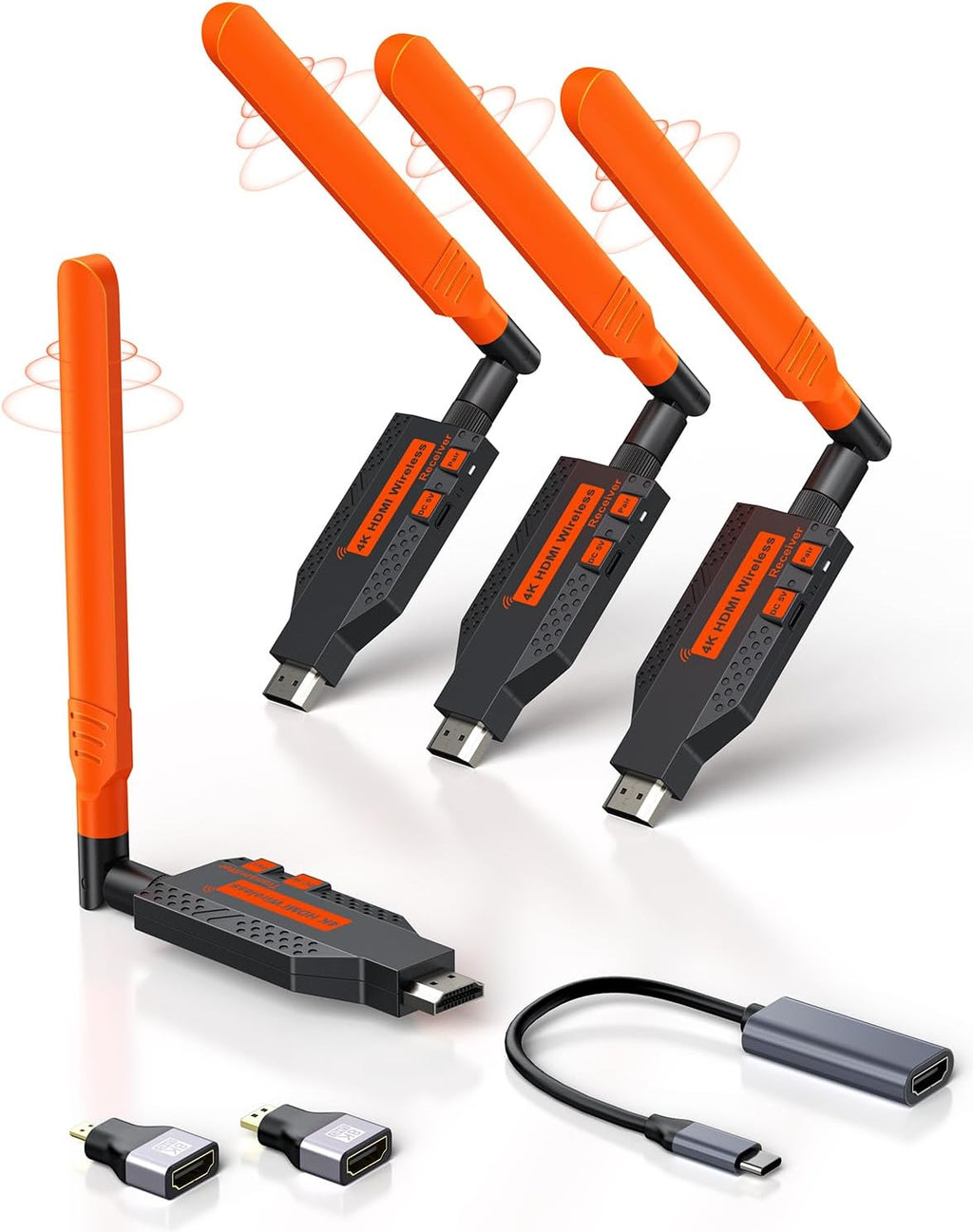 Coolpie Wireless HDMI Transmitter and 3 Receivers: 4K Decode 1080P Full HD Output, 350FT/100M Long Range, 5.8G Extender Plug & Play Low Lag for Streaming Video/Audio Multiple TV/Monitor/Projector